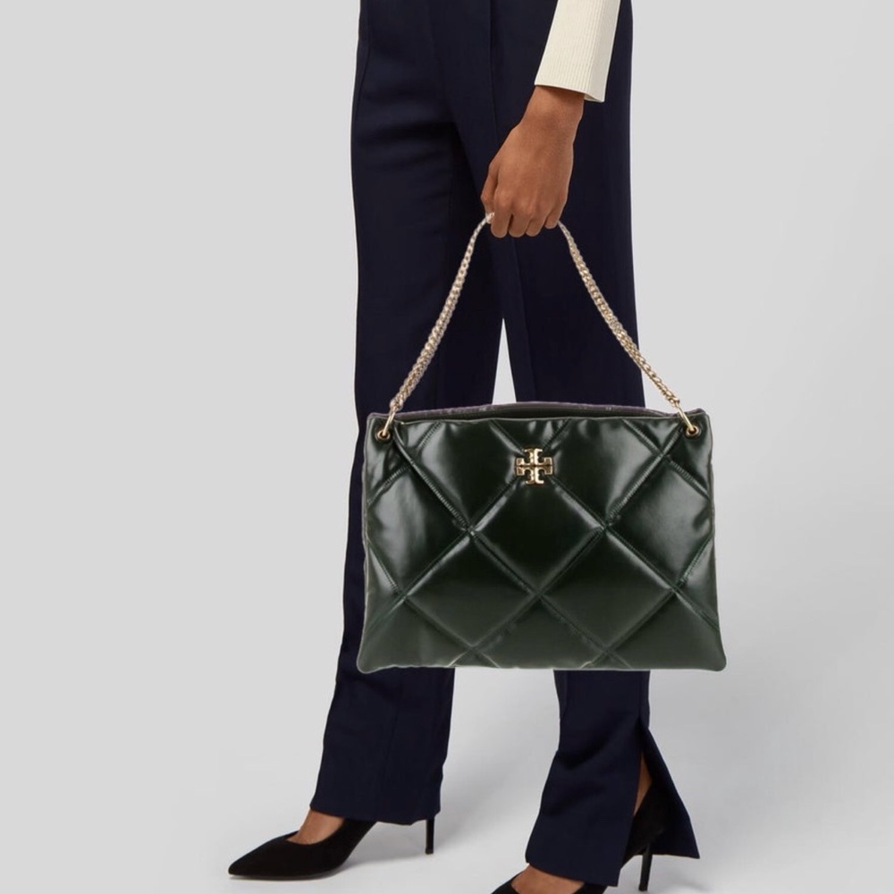 Tory Burch Dark Green Quilted Shoulder Bag - Picture 2 of 8